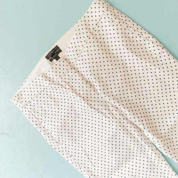 J Crew Campbell Micro Triangle Print White Ankle Pants Size 4 - Picture 2 of 8